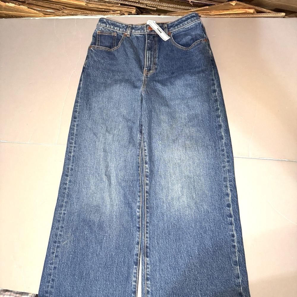 Victorias Secret PINK Jeans 8 High Rise Wide Leg Baggy Medium Wash Denim New